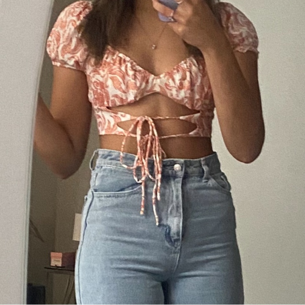 Women's Pink Patterned Crop Top